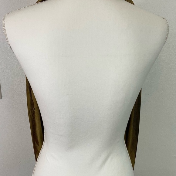 Vintage Y2K Halter Top Gold Metallic Sexy Backless Sz Small Disco Party Sparkle - Picture 4 of 9